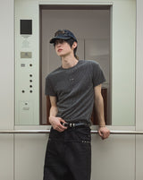 26SS★ [PLAN MADE] バーベル マッスルフィット リブ ハーフ Tシャツ