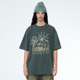 キャストドリームズノーウォーリーズピグメントハーフスリーブTシャツ カーキ