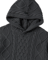 25FW LOW GAUGE CABLE KNIT HOODIE CHARCOAL