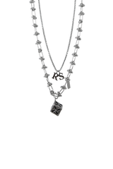 Antique dice layered RS necklace