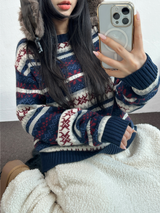 ノルディックスノーフラワーディアニット🦌❤💙🩶3COLOR