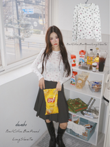 Print Cotton Bow Round Long Sleeve Tee