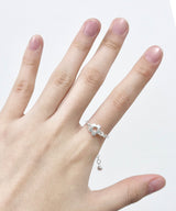 silver flower chain ring