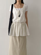 Marine Square Neck Crop Short Sleeve T-shirt