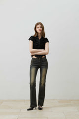 SYLPH SHIRRING SHIRT / BLACK