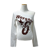 Rush Star Off-Shoulder Print Long-Sleeve Tee (4 Colors)