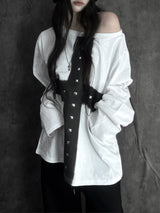 cross stud loose fit long sleeve (2color)