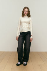 CHERRY BASIC HALF NECK T-SHIRT [IVORY]