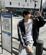 glossy track windbreaker