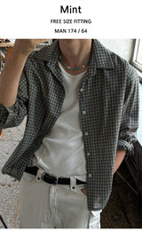 [Unisex] リネンクロップチェックシャツ ver.2(3color)