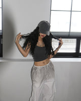 Pigment washed crop sleeveless