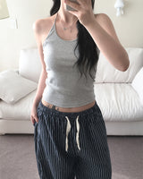 [Layered] Ribbed Halter Sleeveless T-Shirt (5 colors)