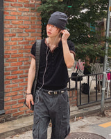 [1+1] Kato Henley Neck Slub Short Sleeve T-shirt