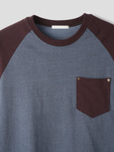 Pocket raglan mix-color long sleeves 3color