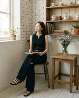 DESTROYED SLIM WIDE FIT DENIM PANTS_BLACK code 6836