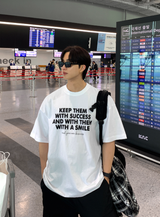 ナンバーキプデニムレタリングベーシックオーバーフィット半袖Tシャツ