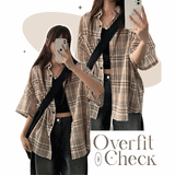 Ruben linen oversized-fit checkered short-sleeved shirt
