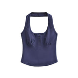Tessa Button Halter Top