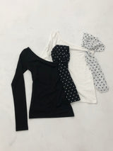 Dot Scarf Off-Shoulder T