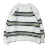 Hazy Hairy Stripe Loose Rose-Fit Knit