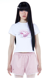 ビンテージグロッシーFakiiiロゴTシャツ_ホワイト
