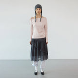 Mesh ruffle skirt_dark gray