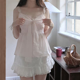Summer Lace Ribbon Blouse - PINK
