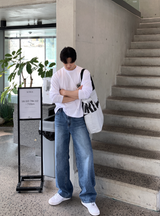 ルックネードプレミアムコットンセミクロッピードロングスリーブT
