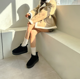 (COW LEATHER🤎🐑🐄) ダルメシアンアグ4㎝プラットフォームショートブーツ