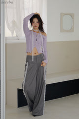 lace pocket wide slacks