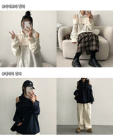 Bart-off shoulder boxy hoodie
