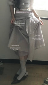 laurel low wrap chiffon midi flare sk