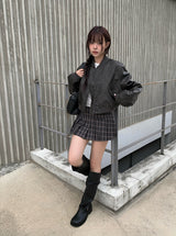 I'm ボタンチェックミニスカート