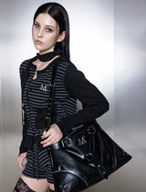 MOTION STRIPE BUTTON CARDIGAN