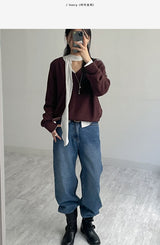 Wrinkle V-Neck Tie Blouse