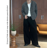 [Unisex] Side tuck snap wide denim pants(2color)