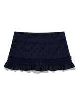 MESH STAR RUFFLE MINI SKIRT(NAVY)