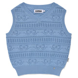 RIBBON CROCHET CROP KNIT VEST [SKY]