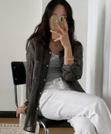 Beverly Sheer Air Wrinkle Pocket Oversized Long Sleeve Shirt 2 Colors