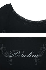 PETALINE LACE TEE black
