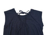 Pintuck waffle flare dress  / navy