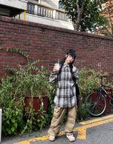 Shooting oversized-fit checkered shirt