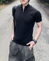 Jevin Muscle Fit Half Zip-Up Short Sleeve
