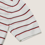 CROPPED STRIPE KNITTED POLO SHIRT (WHITE)