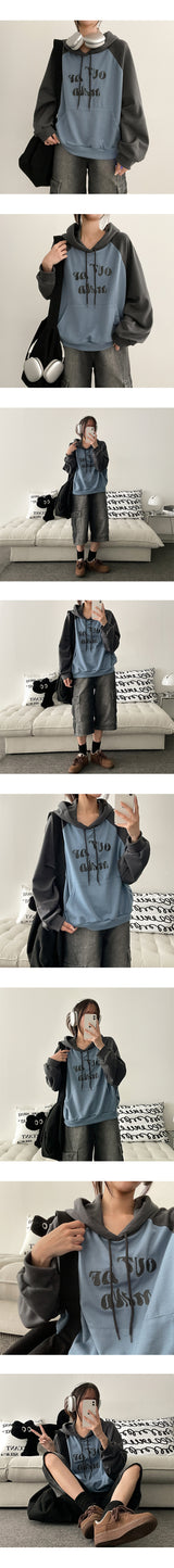 Out embroidery and raglan colored hoodies