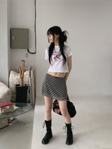 チェックシフォンミニスカート (4C)