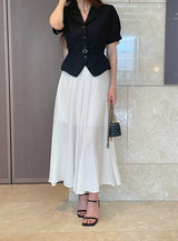 Reshu Wrinkle Flare Long Skirt