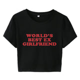 Girlfriend レタリングクロップドTシャツ (Black)