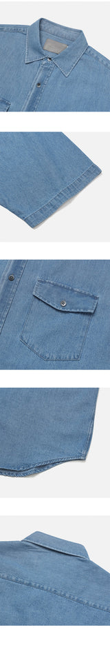 [S/S] Two pocket denim half shirts (3color)