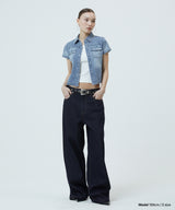 DENIM STUD HALF SHIRT